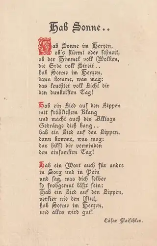 7000 STUTTGART, Gedicht Cäsar Flaischlen "Hab Sonne..."