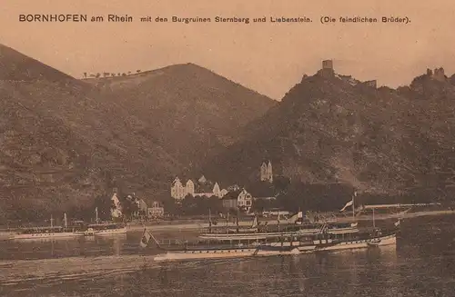 BINNENSCHIFFE - RHEIN, Köln-Düsseldorfer "DRACHENFELS" vor Bornhofen, voller Flaggenschmuck