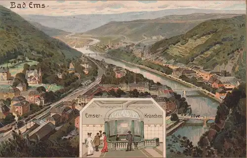 5427 BAD EMS, Lithographie, Emser Kränchen