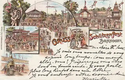 3000 HANNOVER, Schützenfest und Kirmes, Feist Sekt, Lithographie 1898