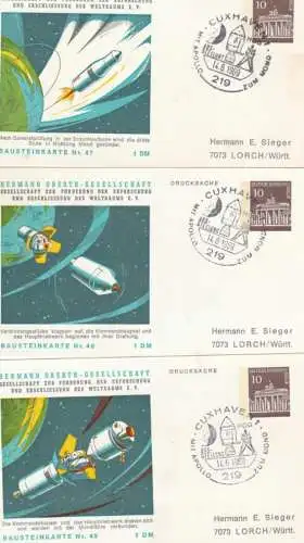 WELTRAUM / SPACE, Apollo-Mondflug auf 15 Privat-Ganzsachen / Apollo Moonflight Set of 15 Berlin Postal Stationeries