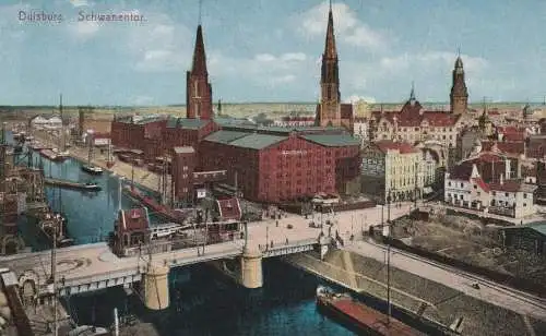 4100 DUISBURG, Hafen / Schwanentor, Benz Automobile, Koch & Co., handcoloriert, 20er Jahre