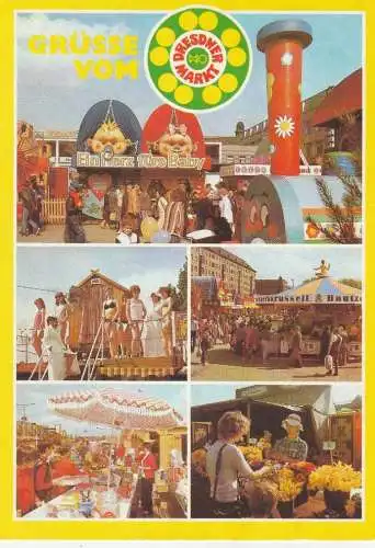 0-8000 DRESDEN, Grüsse vom Dresdner Markt, Kirmes / Jahrmarkt, 1986