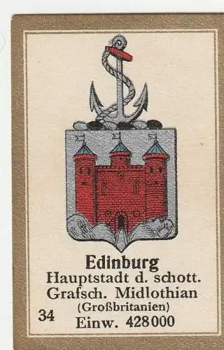 UK - SCOTLAND - LOTHIAN - EDINBURGH, Stadtwappen, Vignette / Cinderella, Abdulla Sammelbild