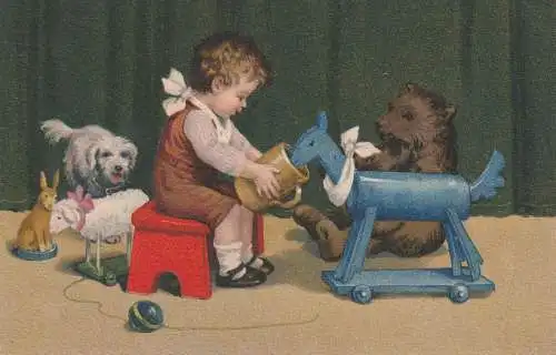 KINDER - Junge mit Spielzeugtieren, Meissner & Buch #Serie 2011