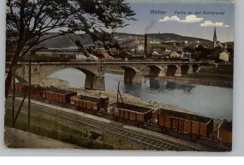 5802 WETTER, Güterzug entlang der Ruhr, Ruhrbrücke, 1924