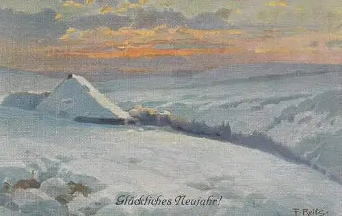 KÜNSTLER - ARTIST - FRITZ REISS,   Schwarzwaldlandschaft im Schnee