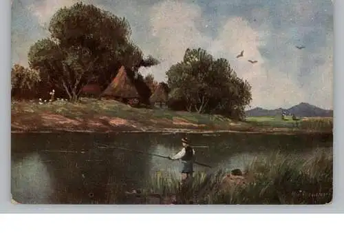 FISCHFANG / Fishing, Künstler-Karte