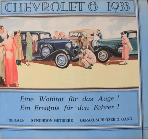 Chevrolet Six Modellprogramm 1933 Automobilprospekt (7711)