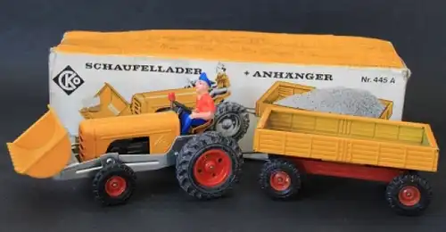 CKO Kellermann Schaufellader Traktor mit Anhänger 1970 Blechmodell in Originalbox (5006)