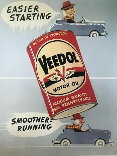 Veedol Plakat 1958 Motor Oil "Easier starting" (9914)