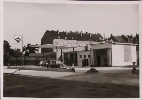 BV Aral 1960 Tankstelle mit VW Käfer Originalfoto (6196)