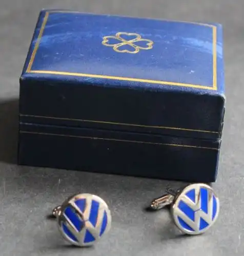 Volkswagen Manschettenknöpfe 1970 mit Logo emailliert in Box (5007)