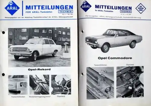 BV Aral "Mitteilungen Technik" 1966 Mappe mit 50 Automobil-Wartungsbögen (9426)