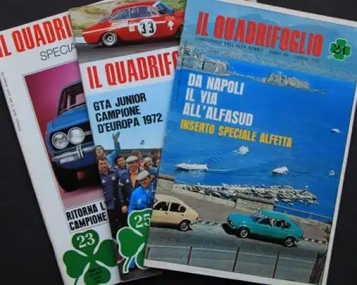 "Il Quadrifoglio" Alfa-Romeo Magazin 1972 drei Ausgaben (6831)