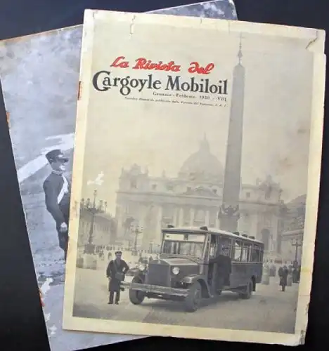 "La Rivista del Gargoyle" Mobiloil-Tankstellen-Zeitschrift 1930 zwei Ausgaben (6784)