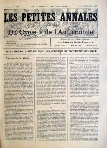 "Les petites Annales du Cycle et de l'Automobile" Automobilzeitschrift 1899 (2673)