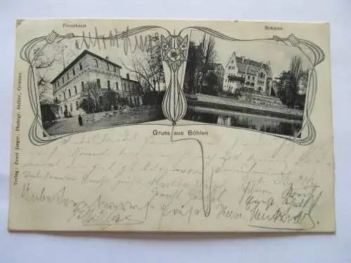 seltene alte Ak Gruss aus Böhlen Schloss Forsthaus 1904