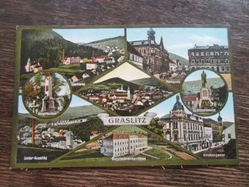 alte AK Graslitz Kraslice Mehrbild Unter Graslitz Räumertal Kirchengasse um 1915