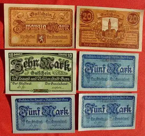 6 x Notgeld Gera 1918-1919 (1028023)