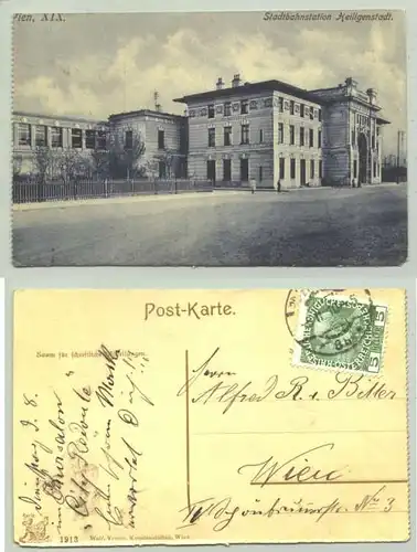 Wien XIX. (1026202) Ansichtskarte. Stadtbahnstation Heiligenstadt. Postalisch gelaufen 1915. kleine Randmaengel