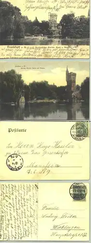 (1018244) 2 alte Ansichtskarten mit schoenen Motiven aus Frankfurt a. M. "Zoologischer Garten ...". PLZ-Bereich pauschal 60311. Beide beschrieben u. postalisch gelaufen 1904 / 1910