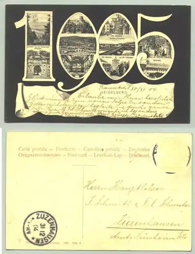 (1019278) Alte Ansichtskarte "Heidelberg 1905". Beschrieben u. postalisch gelaufen (Marke geloest) im Jahre 1904