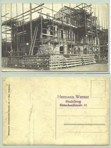 (1019616) Alte Foto-Ansichtskarte zeigt einen Wohnhausbau / Rohbau, vermutlich in Heidelberg, um 1920 ?