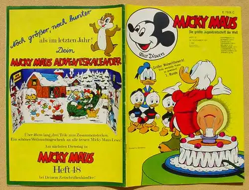 (1044291) Walt Disneys MICKY MAUS. Heft Nr. 47 vom 20. 11. 1971. Originalheft. Ehapa-Verlag # Walt Disney