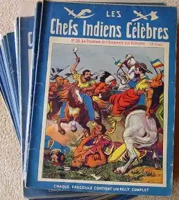 (1049899) "Les Chefs Indiens Celebres". Herrliche alte Indianer-Hefte (27 Originale, Einzelhefte) in französischer Sprache, ähnlich deutscher Vorkriegs-Reihe : Sitting Bull. Mit mehrfarbigen, spannungsgeladenen Umschlagbildern (gleiche Art wie die...