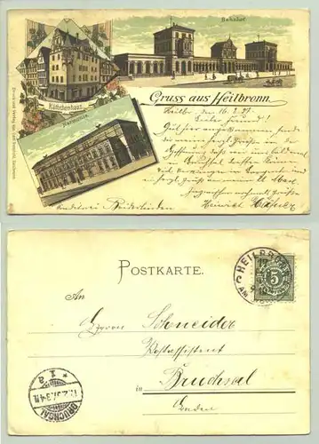 (74072-071) Heilbronn 1897 Ansichtskarte. Gruss aus Heilbronn