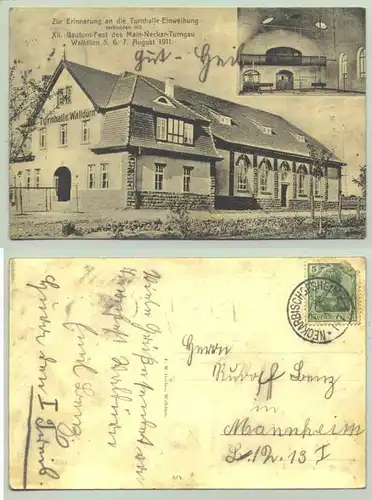 (74731-051) Ansichtskarte. 1911. Walldürn. "Zur Erinnerung an die Turnhalle-Einweihung