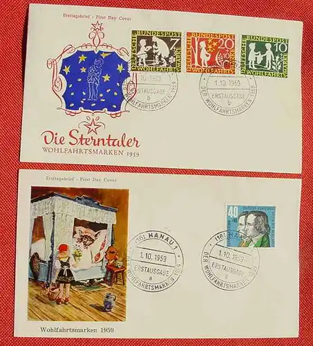 (1047488) Zwei Ersttagsbriefe "Märchen" Wohlfahrtsmarken 1. 10. 1959. FDC, siehe bitte Bild