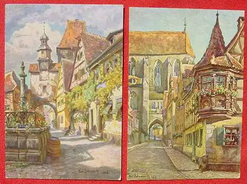 91541 Kunst-AK 2 x Rothenburg (1033076)