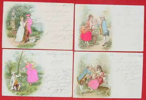 4 x AK Liebe, 1900, Textilueberzug (1032770)