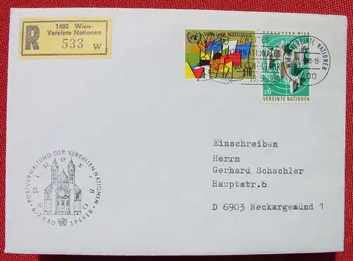 (1038639) E-Brief. Wien UNO. SST Speyer 1980. Sonderstempel Spirex 80