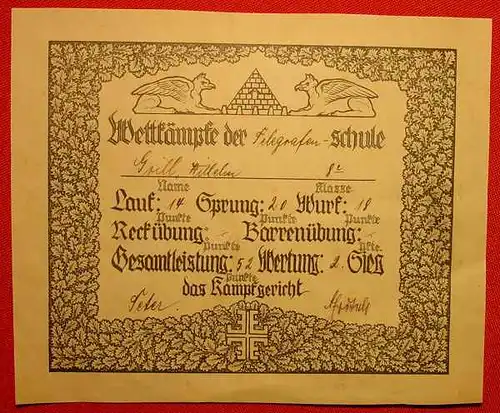 Sport-Urkunde. Karlsruhe um 1920 ? (1010542)