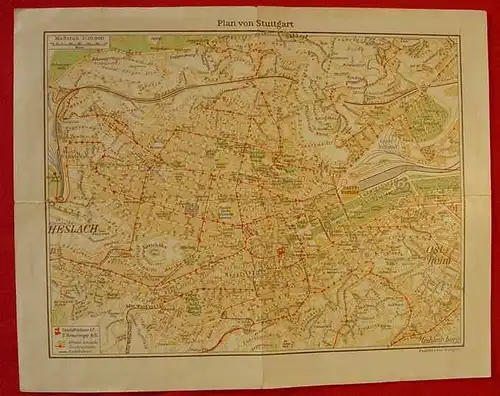 Kl. alte Stadtplan Stuttgart um 1930 ? (0080400)