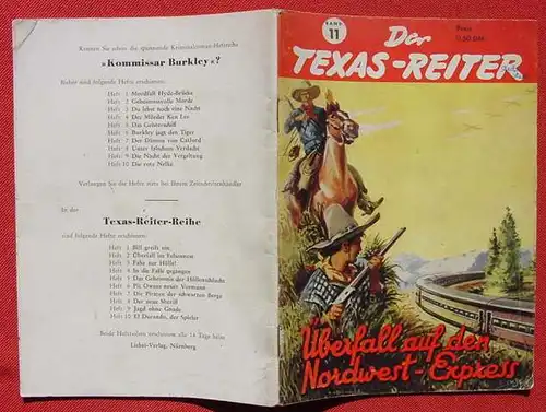 (1038769) Der Texas-Reiter Nr. 11, um 1957 Liebel-Verlag, Nuernberg # nlvarchiv, Romanheft Groschenheft Groschenroman