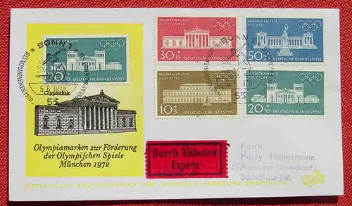 (1047528) Brief durch Eilboten. Olympiamarken zu Olympische Spiele 1972. Sonderstempel. Siehe bitte Bilder