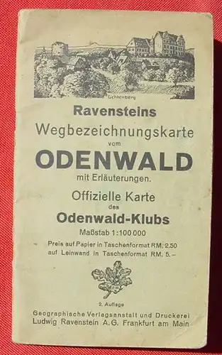 (1006175) "Erlaeuterungen zur Odenwaldkarte". 64 S., Odenwald-Klub. Ravenstein 1932