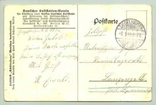 (1011650) Ansichtskarte. "Luftschiff Schuette-Lanz Warschau bombadierend". 1916