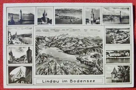 (1044987) Lindau. Kosmos-AK. Luftbild. Bahnpoststempel Radolfzell - Lindau