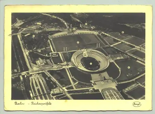 (0270135) Ansichtskarte. 'Berlin - Reichssportfeld'. Luftbild. Postalisch gelaufen 1941