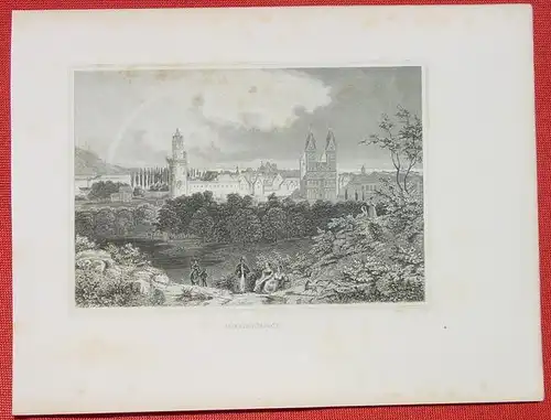 (1009299) "Andernach". Alter Stahlstich um 1880. Bildgroesse ca. 16 x 10,5 cm