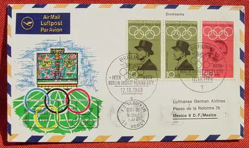 (1045880) Luftpostbrief, Olympische Spiele 1968, diverse Stempel, siehe bitte Bilder