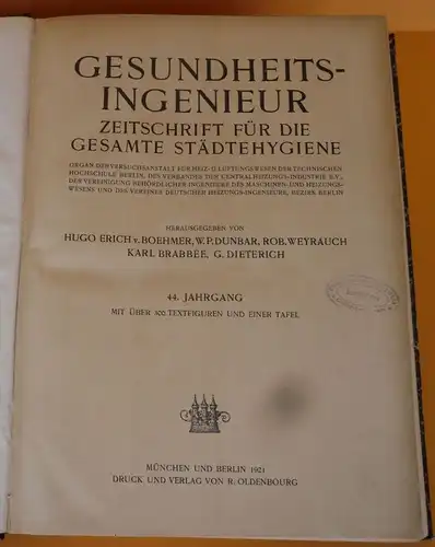 Gesundheit Stadt Hygiene Trinkwasser Gebäude Technik Zeitschrift Jahrgang 1921