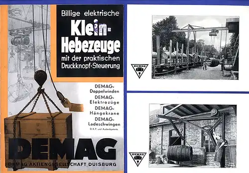 Alte Werbung Reklame DEMAG Duisburg Hängekran Doppelwinde Hebezeug Prospekt