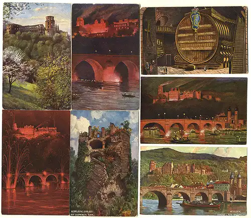 Baden Neckar Heidelberger Schloss 11 Künstler Postkarten Hoffmann 1910