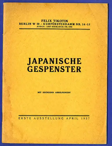 Japan Kunst Grafik Geister Gespenster Katalog zur Ausstellung Berlin 1927
